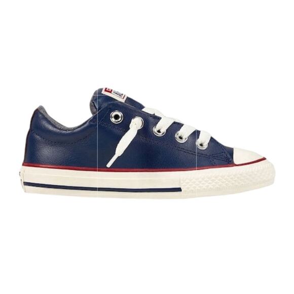 CONVERSE   All Star Chuck Taylors, Navy Blue Leather Youth Sneaker Size 1 - Picture 1 of 12
